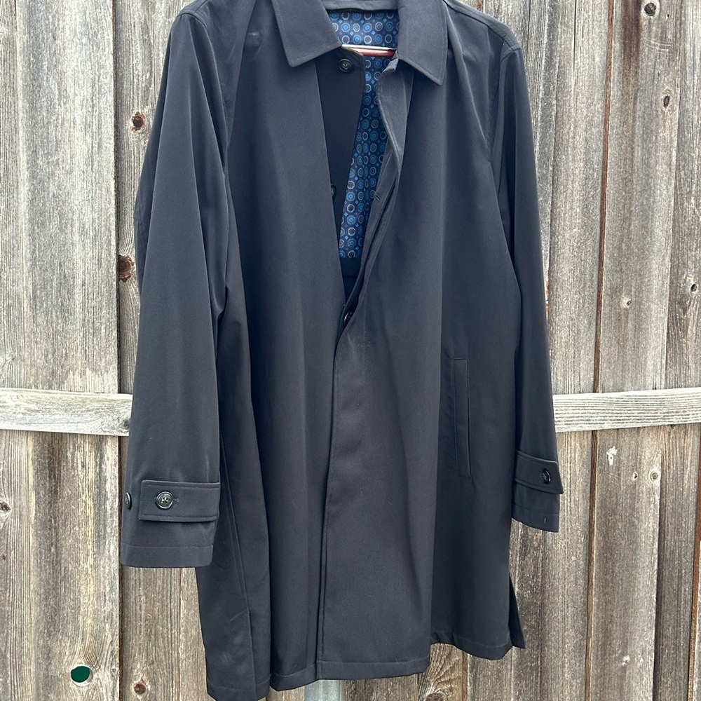Hart Schaffner Marx Black Trench Coat Long
